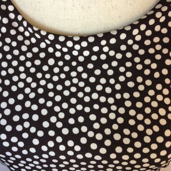 En Focus Studio Midi Dress Sz 10 Womans Brown White Polka Dot Ruched Cap Sleeve - Picture 7 of 12